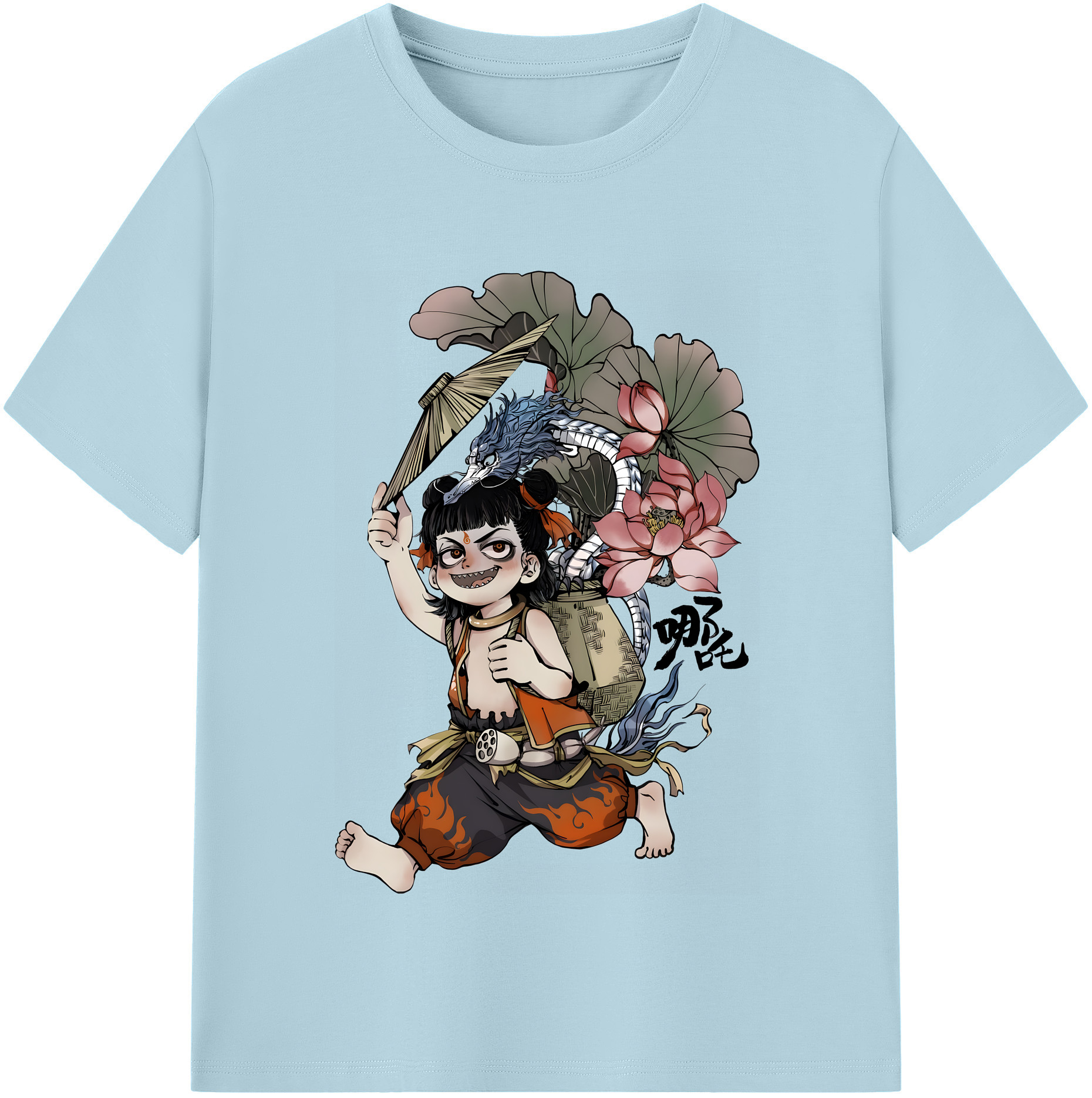 （画像用） Ne Zha 2 ナタ 魔童の大暴れ 綿100％半袖Tシャツ（フロントプリント）